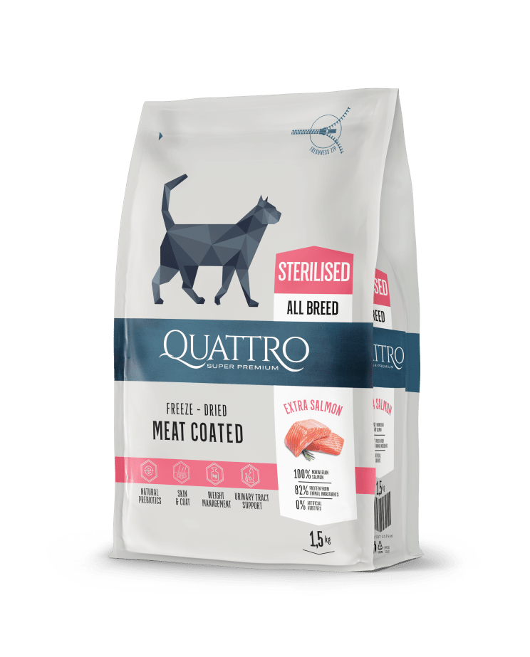 QUATTRO kuivtoit steriliseeritud kassidele lõhega