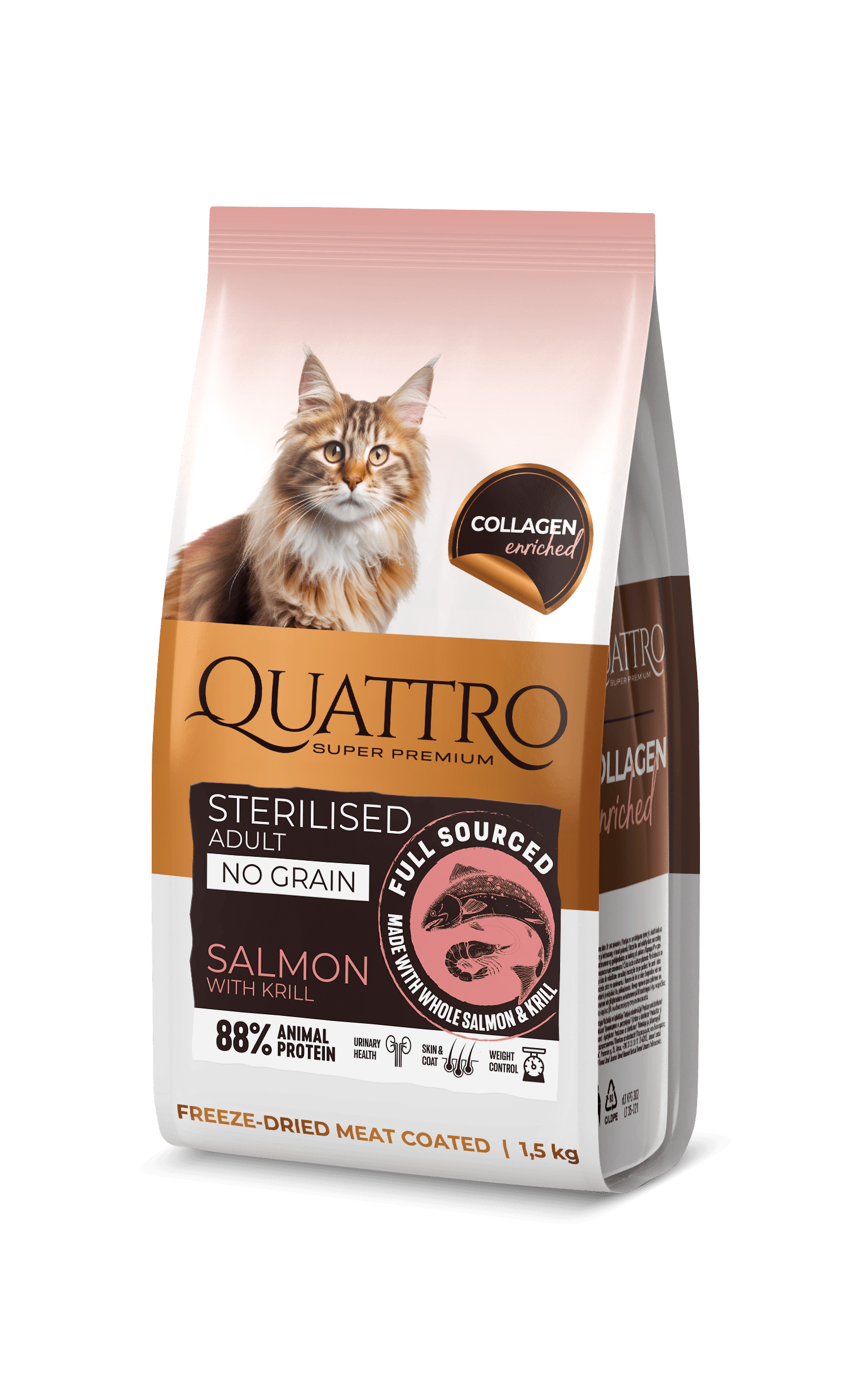 Quattro Collagen – uus teraviljavaba kassitoidusari, mis ühendab endas

Hüdrolüüsitud kollageeni terve naha, karva ning tugevate liigeste ja luude hoidmiseks.
K