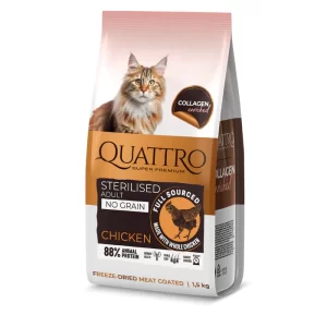 QUATTRO Collagen steriliseeritud kassidele kanaga 1,5kg